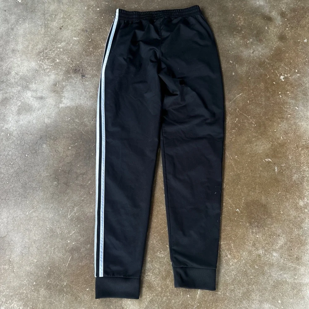 Adidas Track Pants Kids L 14/16 Black Good 3-Stripe Cuffed Joggers